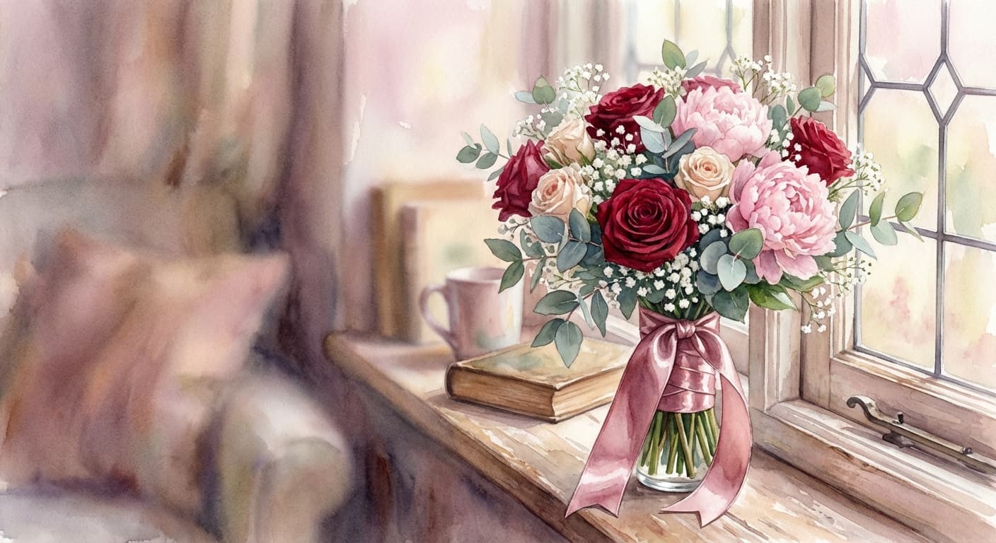 Romantisch Valentijnsdag boeket met rozen